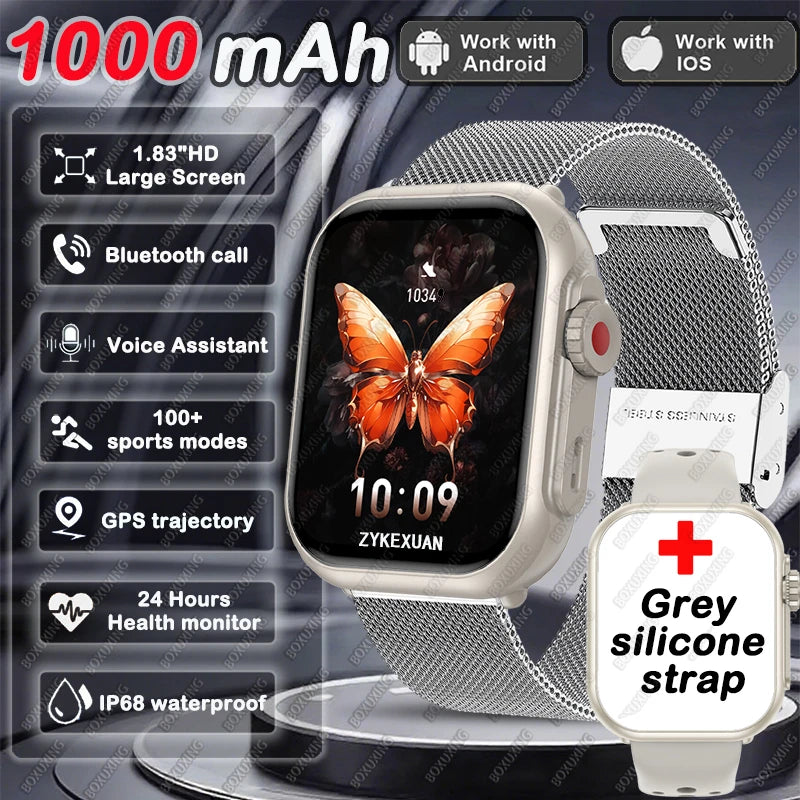 BOXUXING 1.85" AMOLED Smartwatch | 1000mAh, IP68, Bluetooth Calling & GPS