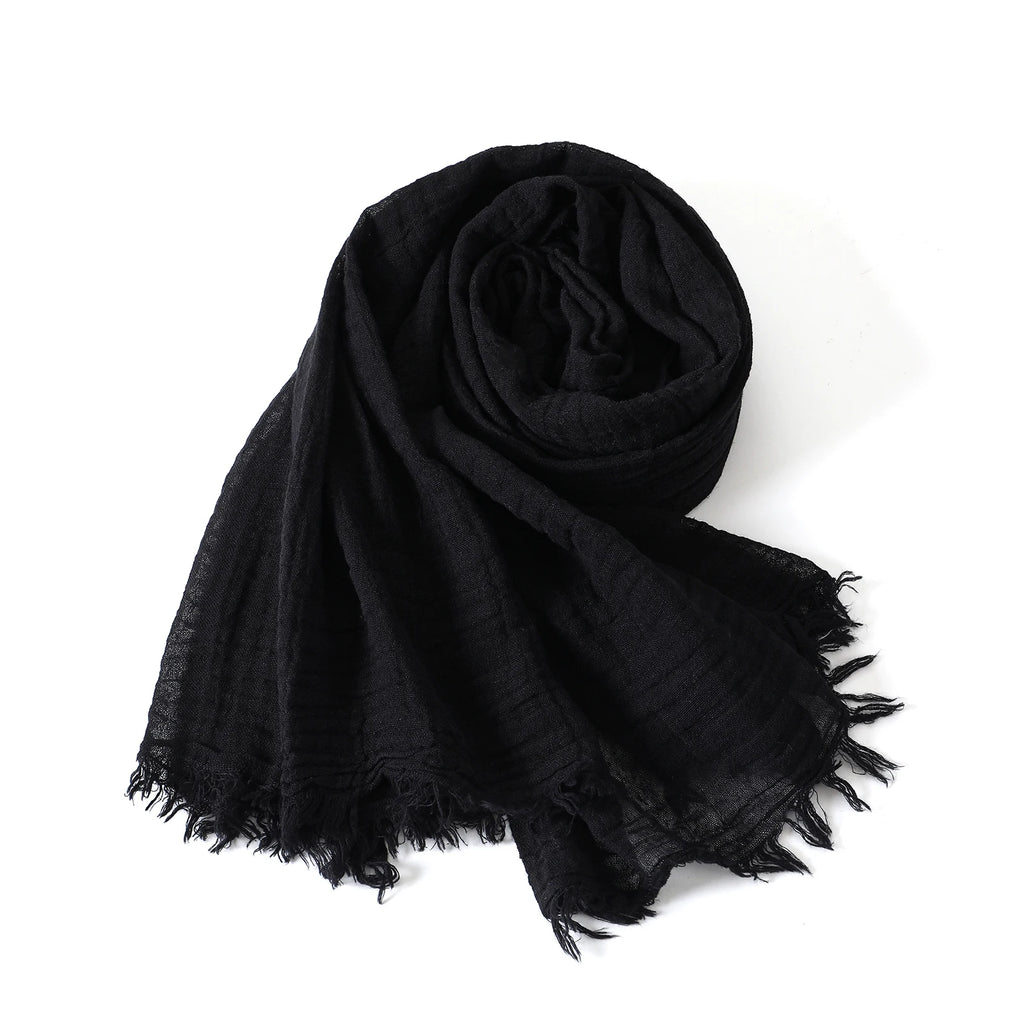 Unisex Cotton Linen Solid Scarf