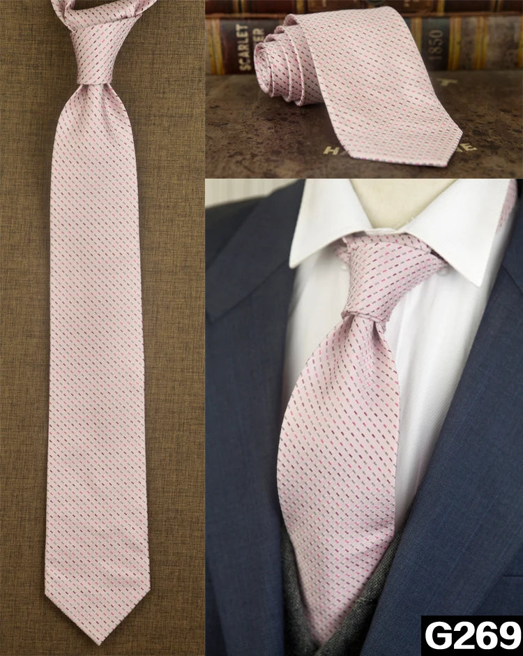 Men's 100% Silk Jacquard Necktie – Geometric, Floral, Checked & Solid