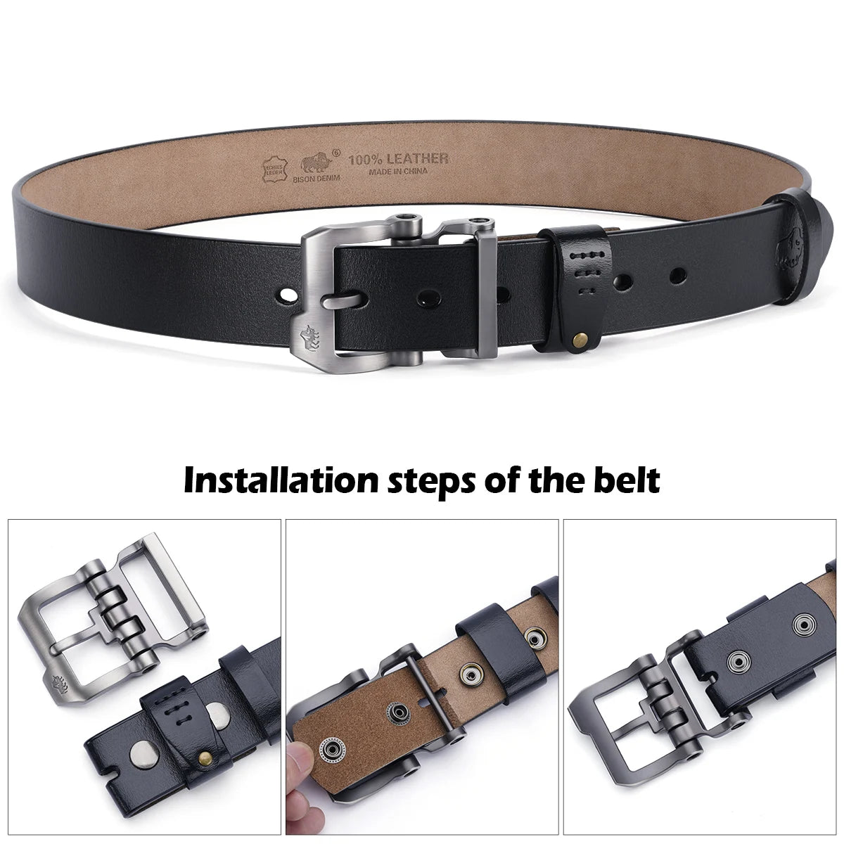 BISON DENIM Genuine Leather Belt