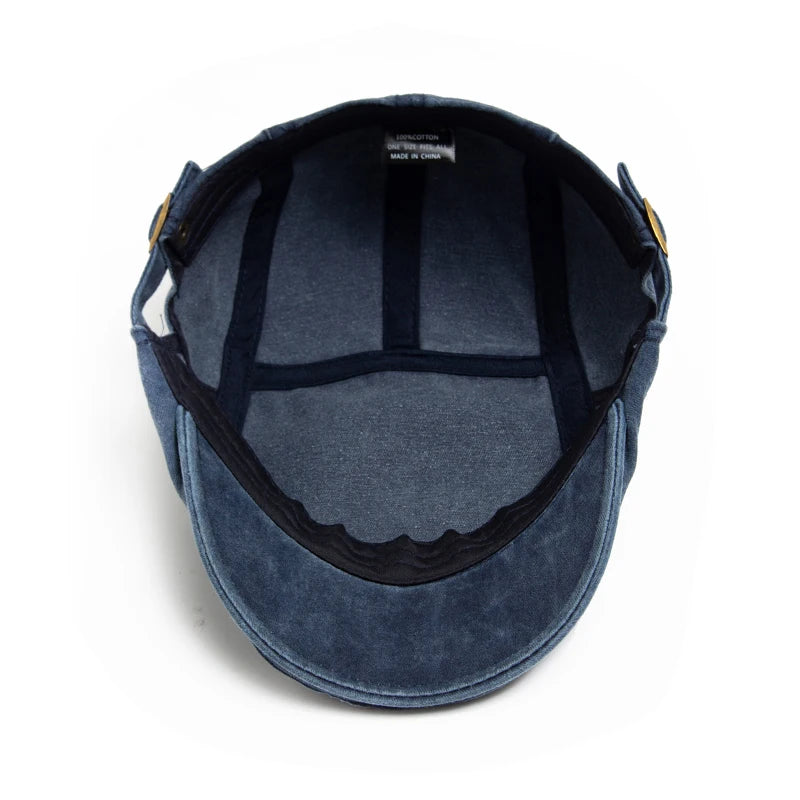 Vintage Cotton Flat Visor Beret — Unisex Adjustable Cap
