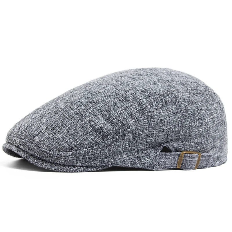 Men's Cotton Linen Flat Cap – Lightweight Beret Style