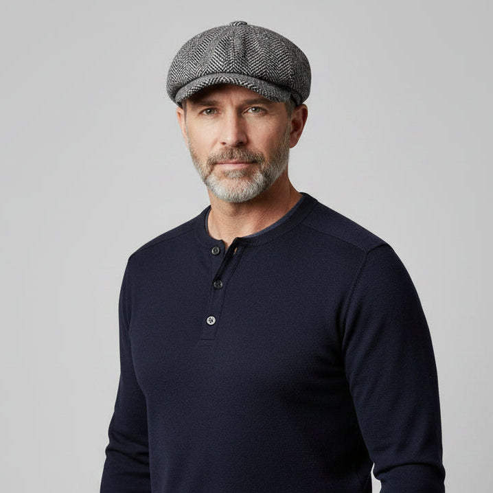 Men's Oversized Flat Cap – Wool Blend Newsboy