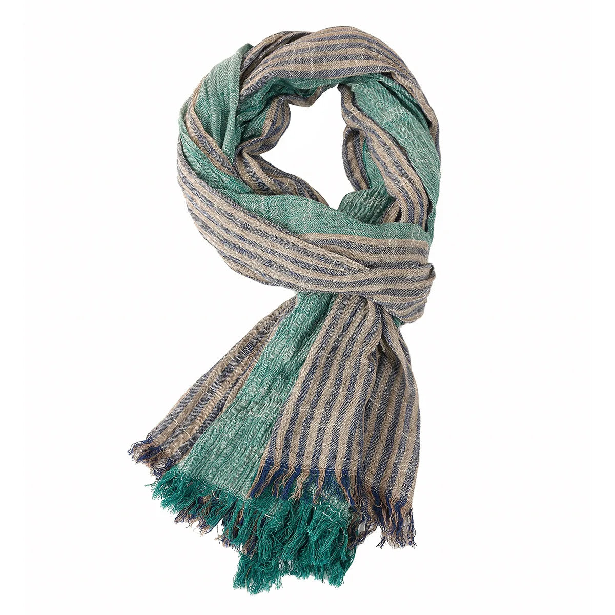 Designer Striped Cotton Linen Scarf | Men's Shawl & Wrap