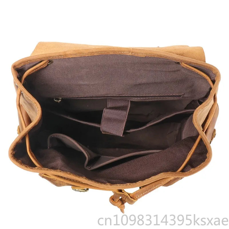 Miflame Handmade Genuine Cowhide Leather Backpack – Vintage, Retro, Laptop