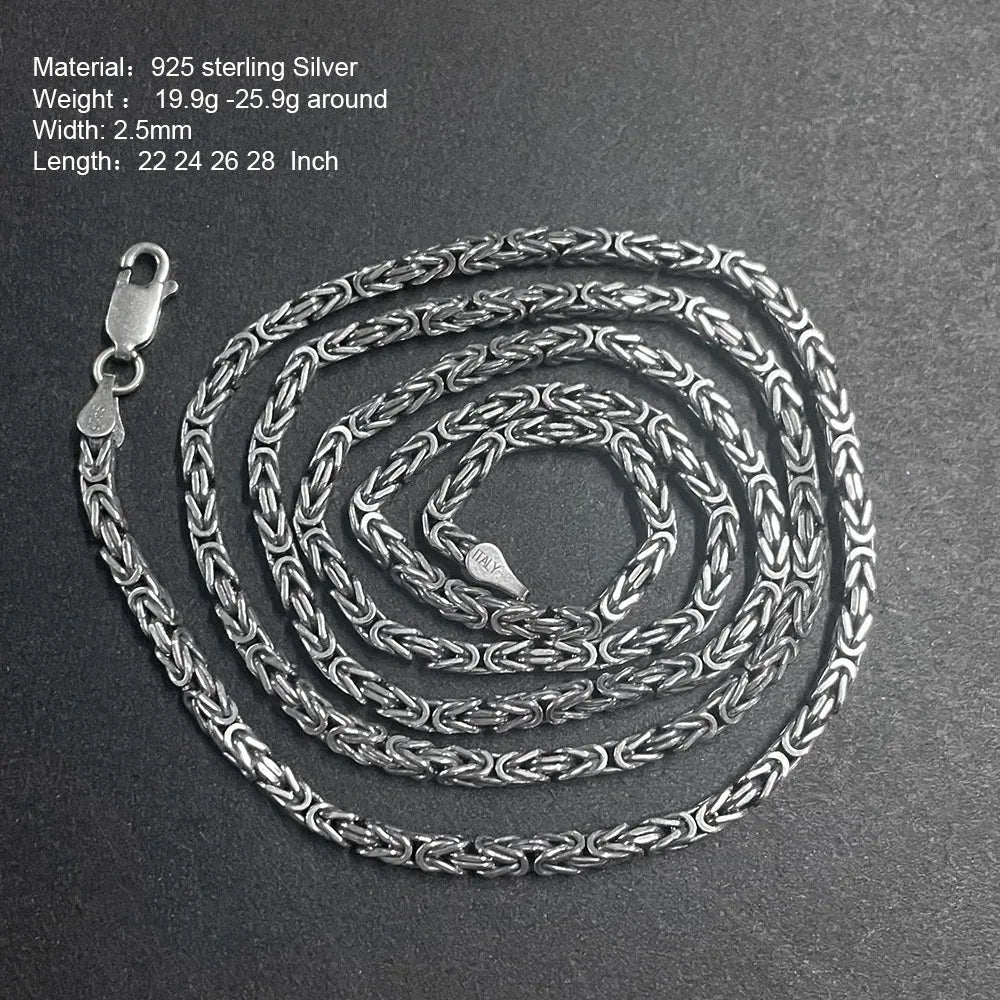 S925 Sterling Silver Braided Viking Bracelet & Chain Necklace