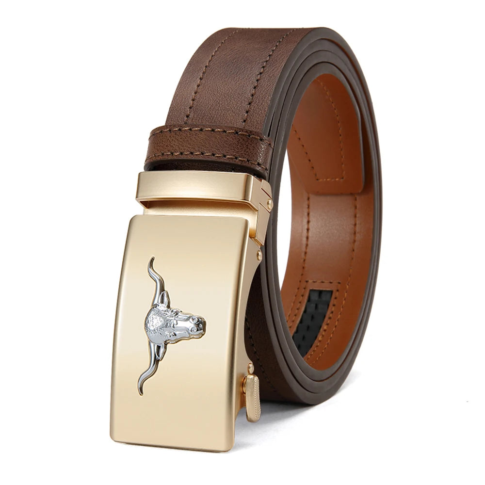 JACNAIP Men's Automatic Buckle Belt — PU Leather, Metal Buckle