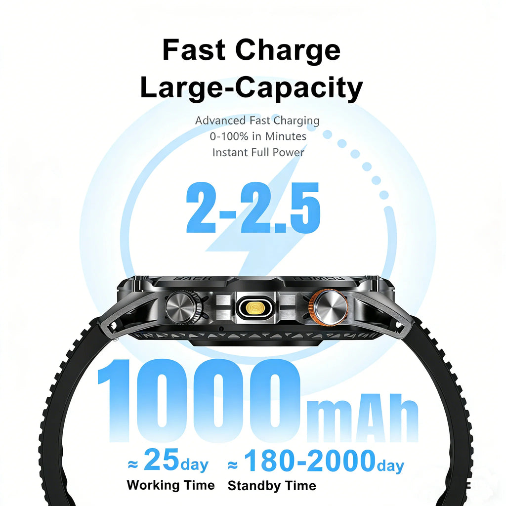 DAORKOW YK16 Smartwatch | 1000mAh, IP68 Swimming, Bluetooth Calling & Alexa
