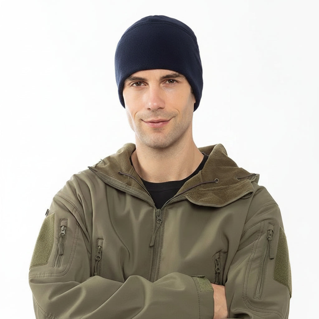 Men's Polar Fleece Beanie – Windproof Winter Hat