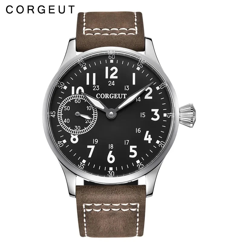 Corgeut 2002 Men's Hand-Wind Watch | Seagull 6497 | 17 Jewels | Leather Strap