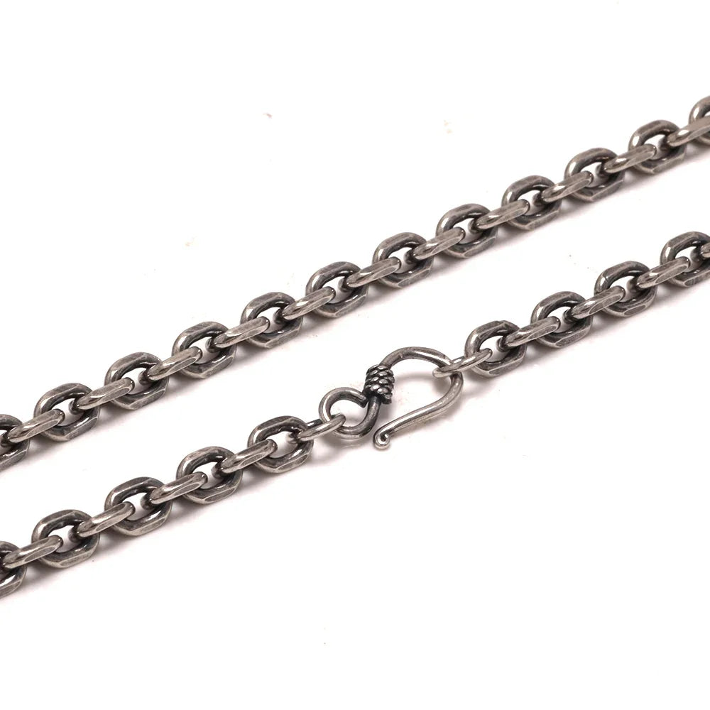 Real Pure 925 Sterling Silver 2.5 3 4 5mm Cable Link Chain Necklaces For Men And Women Vintage Viking Link Chain Punk Jewellery