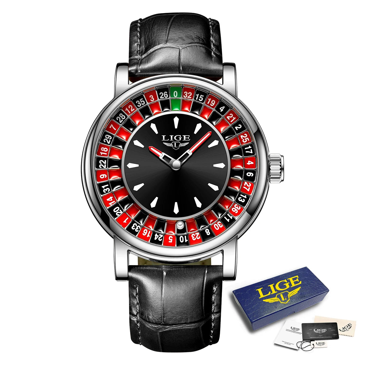 LIGE Chronograph Watch – Luminous Quartz with Leather Strap | Men's