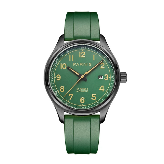 PARNIS Men Automatic Watch 43MM Luxury Mens Watches Self Wind Mechanical Wristwatch Military 50M Waterproof Relogio Miyota 821A