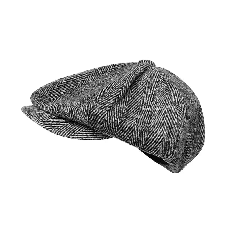 Men's Wool Newsboy Cap | Herringbone Flat Cap