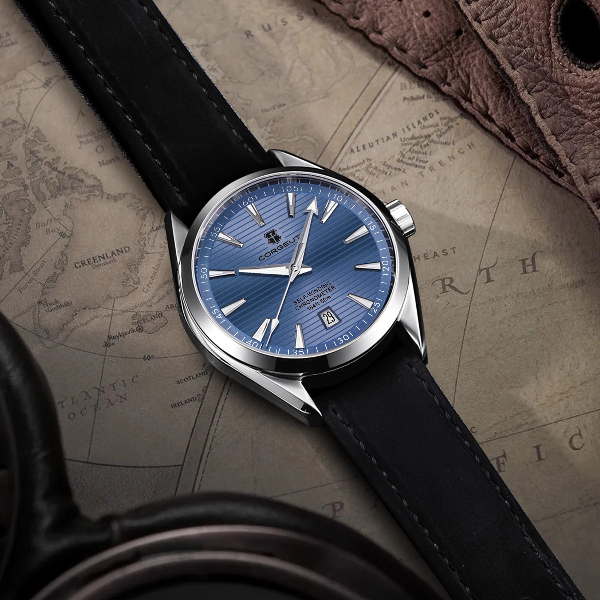 CORGEUT 41mm Automatic Watch – Seiko NH35, Sapphire Crystal, Exhibition Caseback, 50m Water Resistant
