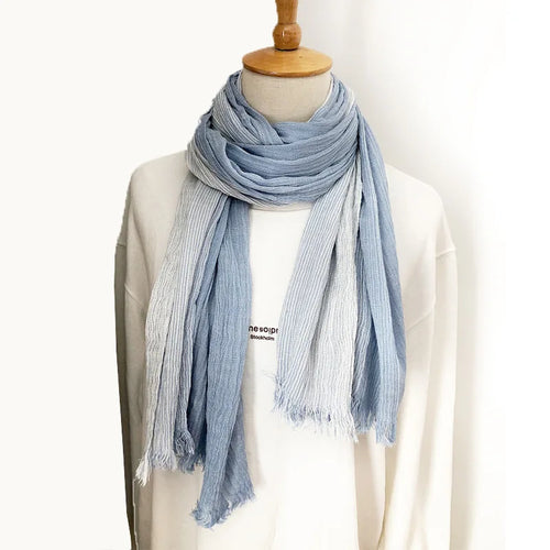 Cotton Linen Striped Scarf – Oversized 190cm, 10 Colourways