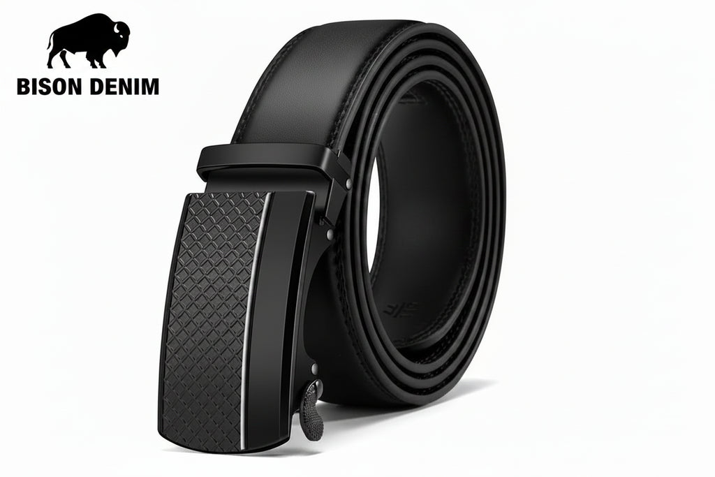 BISON DENIM Genuine Leather Automatic Buckle Belt