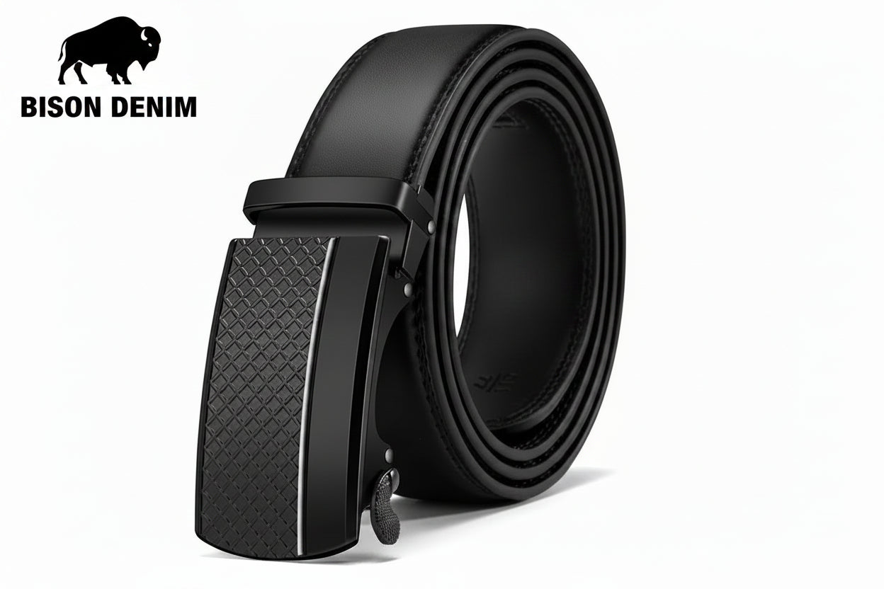 BISON DENIM Genuine Leather Automatic Buckle Belt