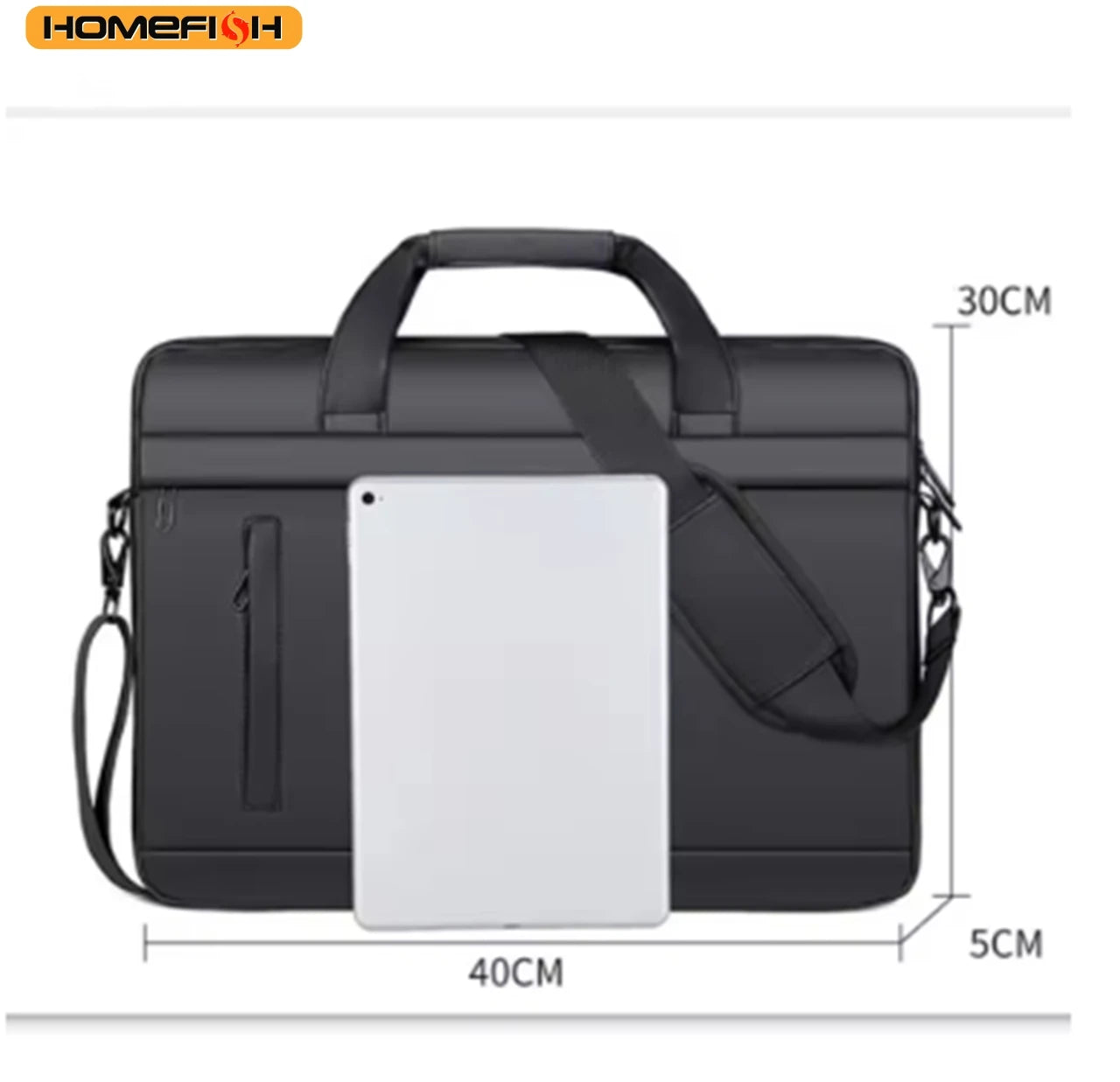 HOMEFISH 15-Inch Laptop Shoulder Bag, Waterproof Light Luxury Office Handbag, Men's Business Daily Messenger Bag