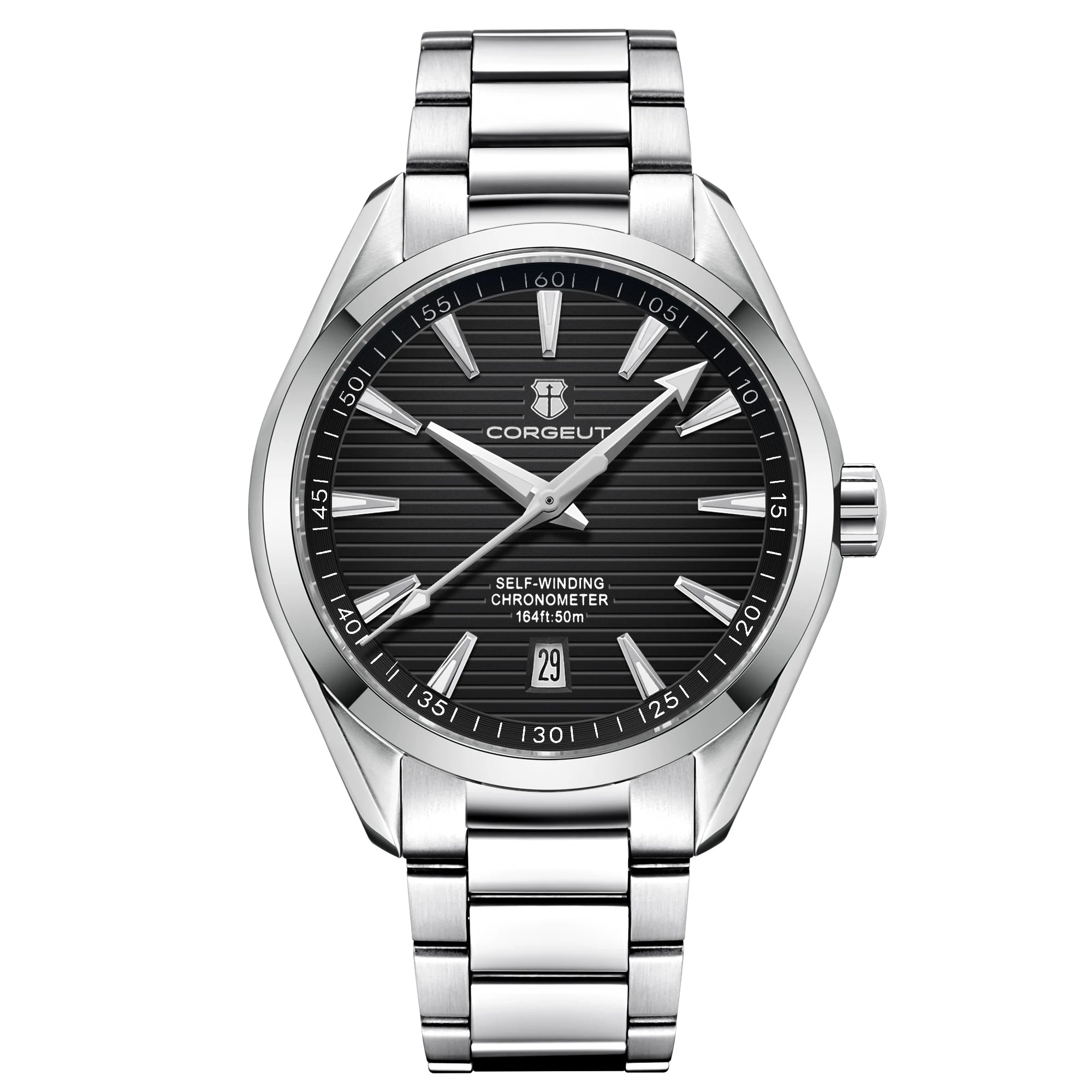 CORGEUT 41mm Automatic Watch – Seiko NH35, Sapphire Crystal, Exhibition Caseback, 50m Water Resistant