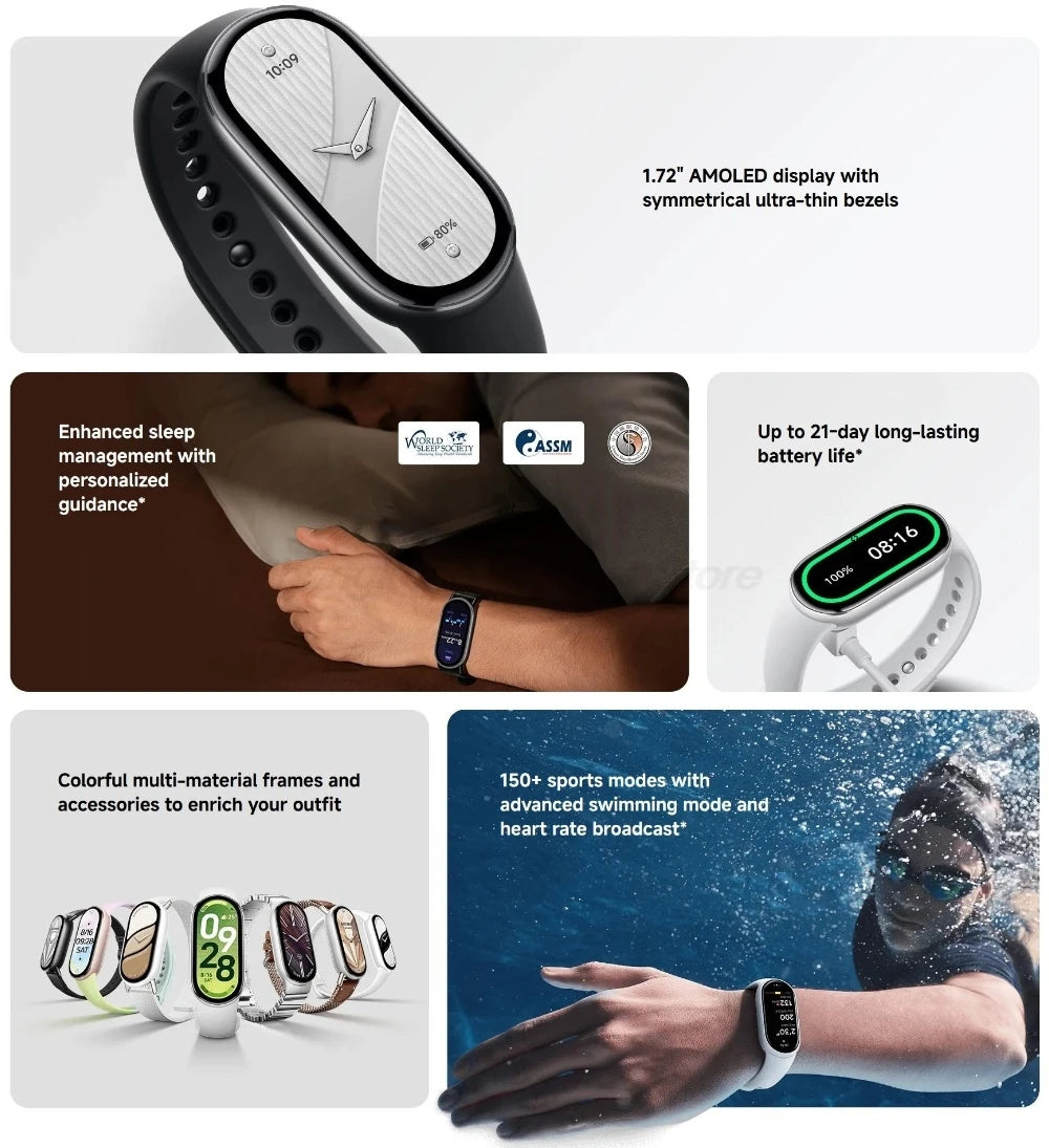 Xiaomi Smart Band 10 — 1.72" AMOLED, 150+ Sports Modes, 5ATM, Global Version