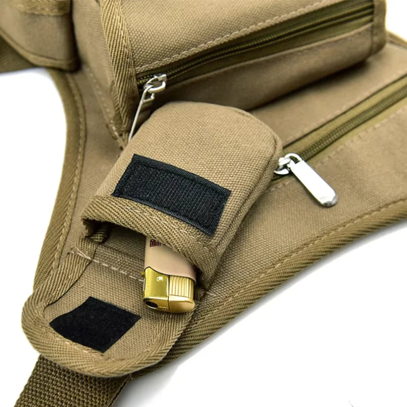 Men's Canvas Drop Leg & Waist Bag – Belt Fanny Pack for Cycling & Motorcycle