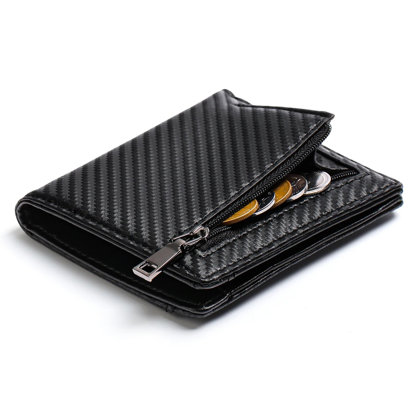 Slim Leather Bifold Wallet – RFID Blocking with Coin Pocket & Card Slots | Men's