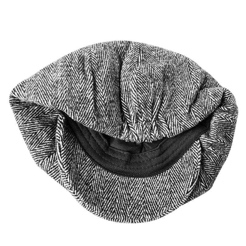 Men's Wool Newsboy Cap | Herringbone Flat Cap