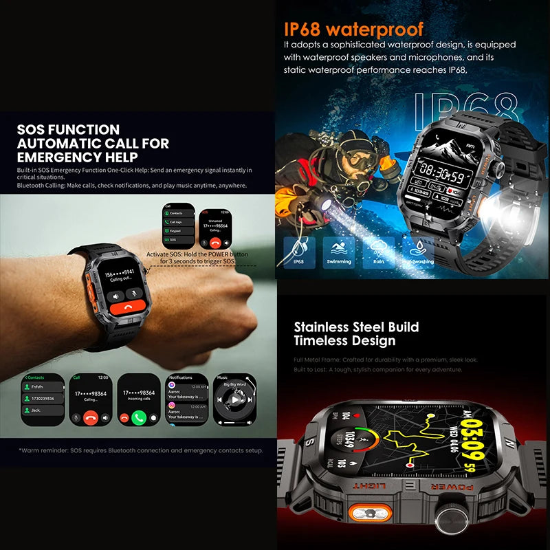 ZODVBOZ GTH3 Smartwatch | 2.01" Screen, 6-Satellite GPS, IP68 & Bluetooth Calling