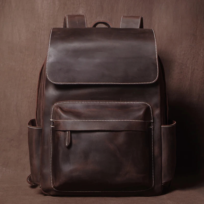 Guro Vintage Genuine Leather Backpack – Crazy Horse Cowhide, 16" Laptop, Travel