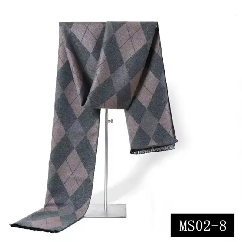 Men's Plaid Winter Scarf – Cashmere-Blend, 180cm, 14 Colourways