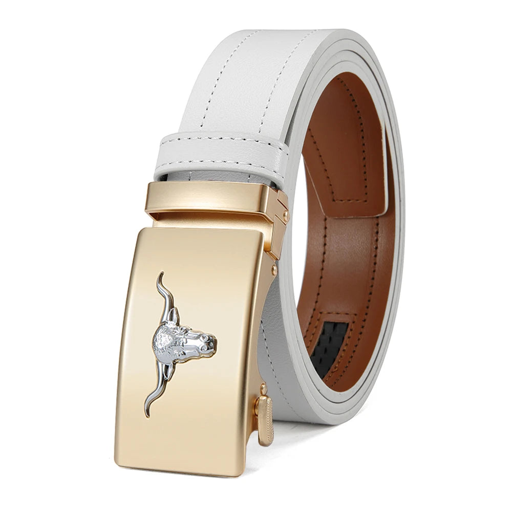 JACNAIP Men's Automatic Buckle Belt — PU Leather, Metal Buckle