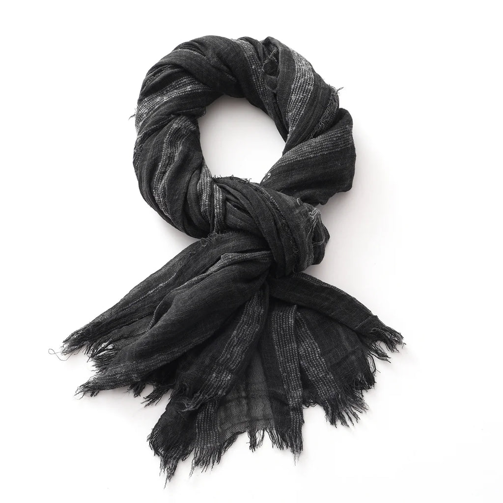 Unisex Cotton Linen Striped Scarf