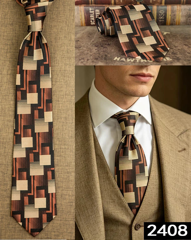 Men's 100% Silk Jacquard Necktie – Paisley, Abstract & Geometric Patterns