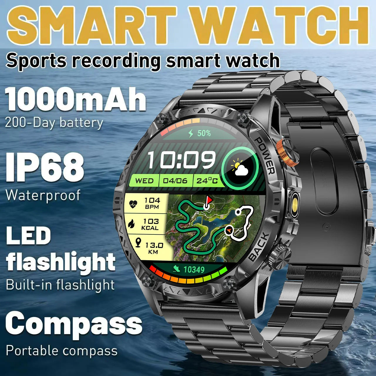 DAORKOW YK16 Smartwatch | 1000mAh, IP68 Swimming, Bluetooth Calling & Alexa