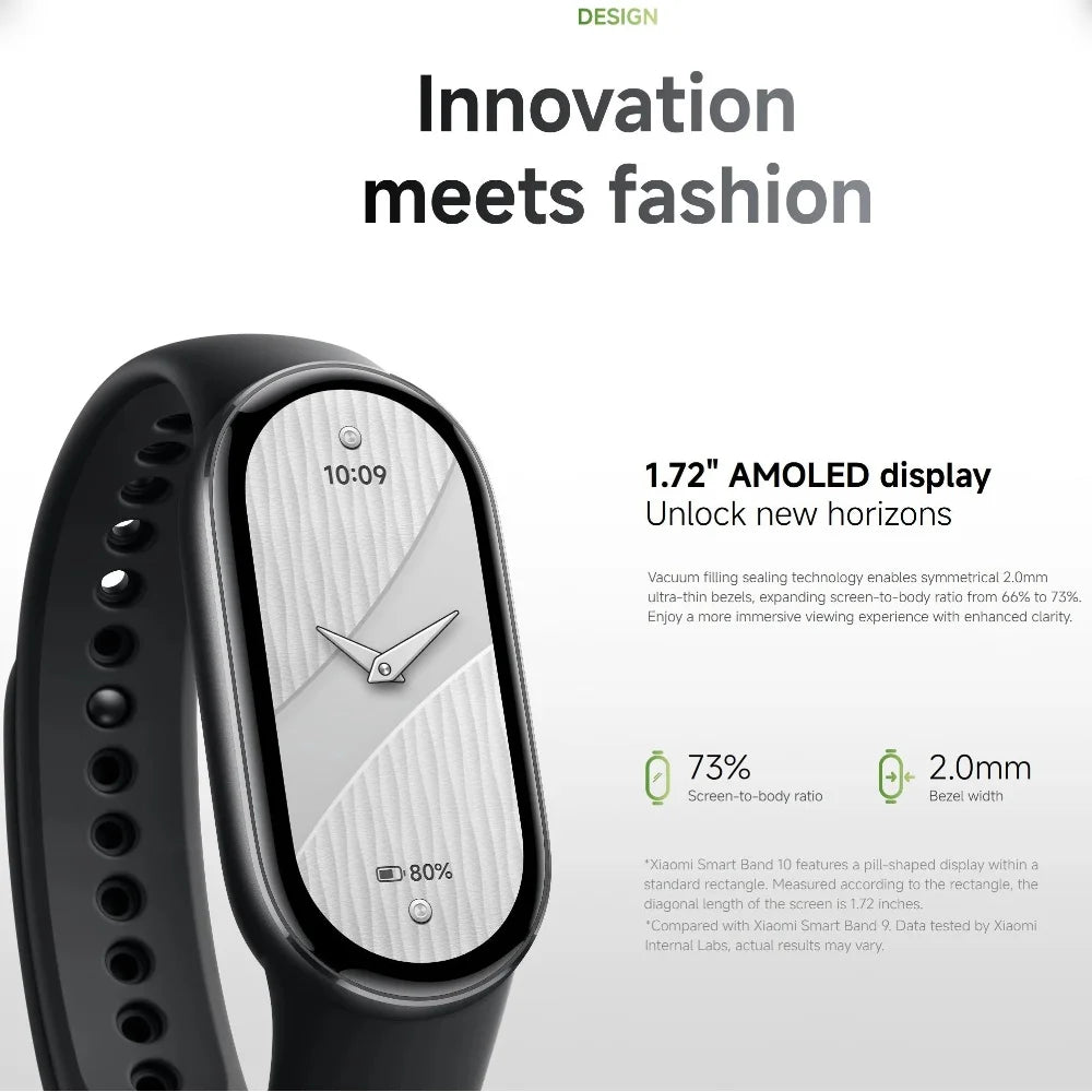 Xiaomi Mi Smart Band 10 Global Version 1.72" AMOLED Health Monitoring 21 Day Battery 5ATM Waterproof Smartwatch Sports Bracelet