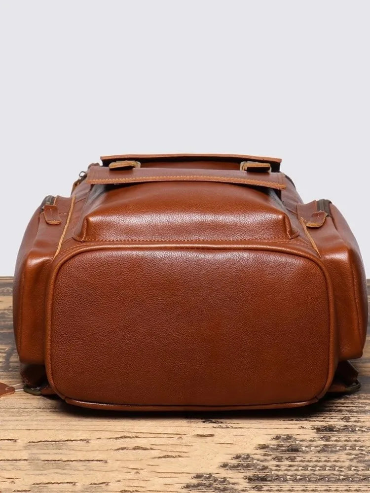 Little Black Cow Handmade Cowhide Leather Backpack – Vintage Travel & Laptop Bag