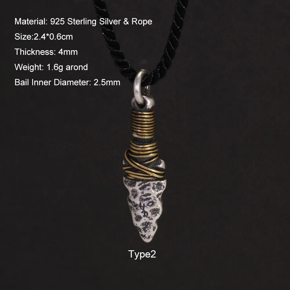 S925 Sterling Silver Viking Spearhead Pendant — Handcrafted Charm