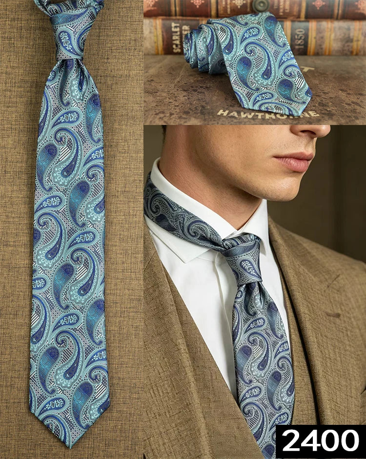 Men's 100% Silk Jacquard Necktie – Geometric, Floral, Checked & Solid