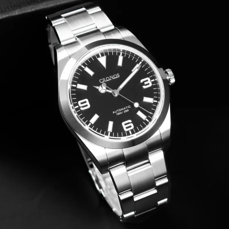 CRONOS Men Pilot Watch 39mm Automatic Mechanical Wristwatch C3 Luminous Diver 10ATM Waterproof Sapphire Miyota 8215 8315