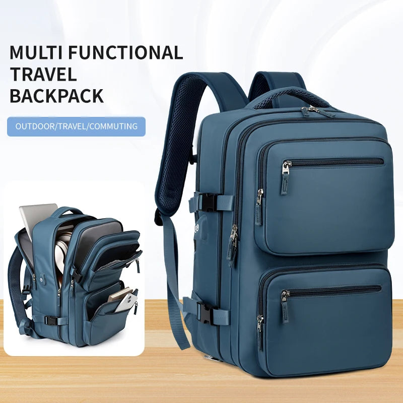 Large Travel Backpack – Waterproof Oxford, USB Charging & Anti-Theft, 15" Laptop, Unisex