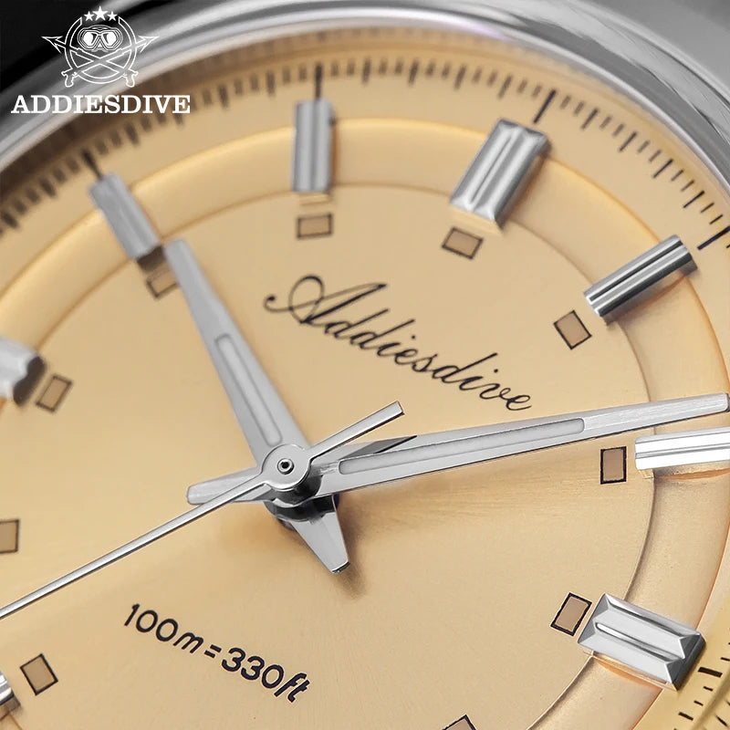 ADDIESDIVE AD2515 Quartz Watch – VH31, Bubble Glass, BGW9 Lume, 36mm, 100m Water Resistant
