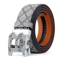 Men's Split Leather Belt – Designer Letter Buckle, 6 Colours