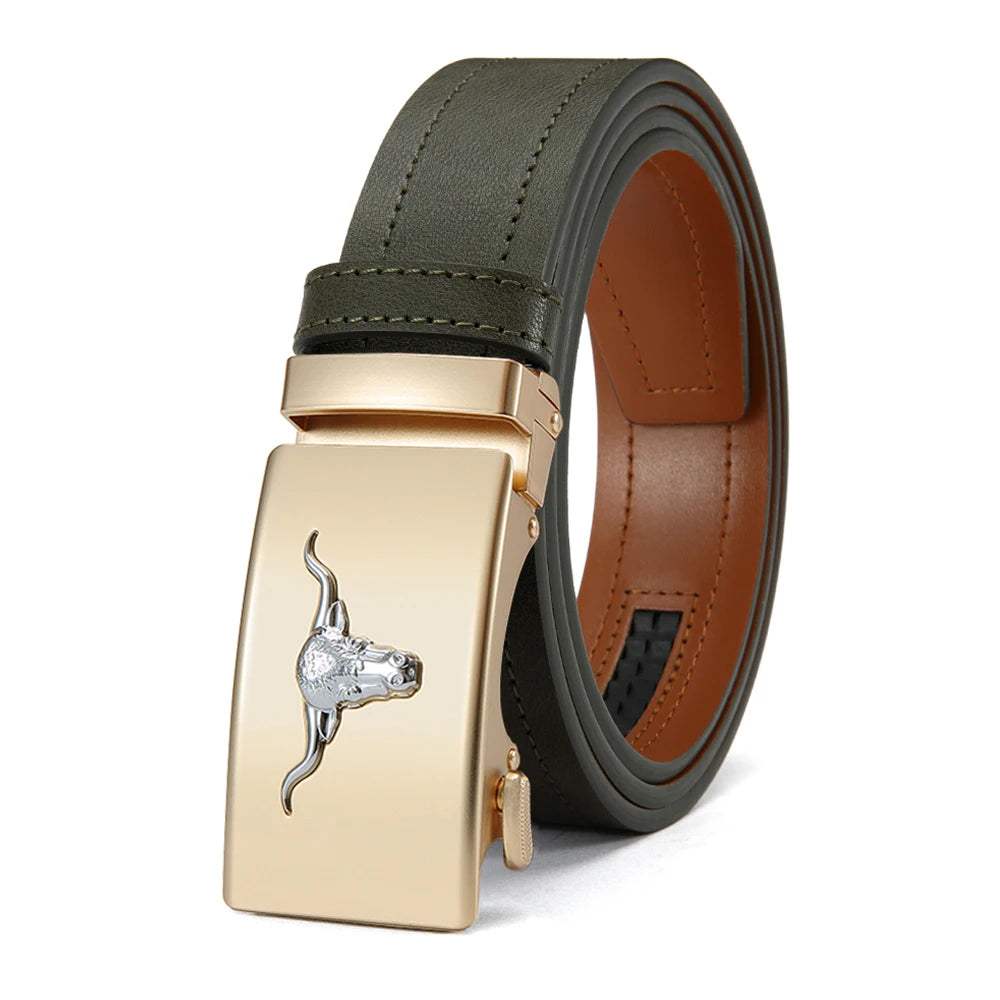 JACNAIP Men's Automatic Buckle Belt — PU Leather, Metal Buckle