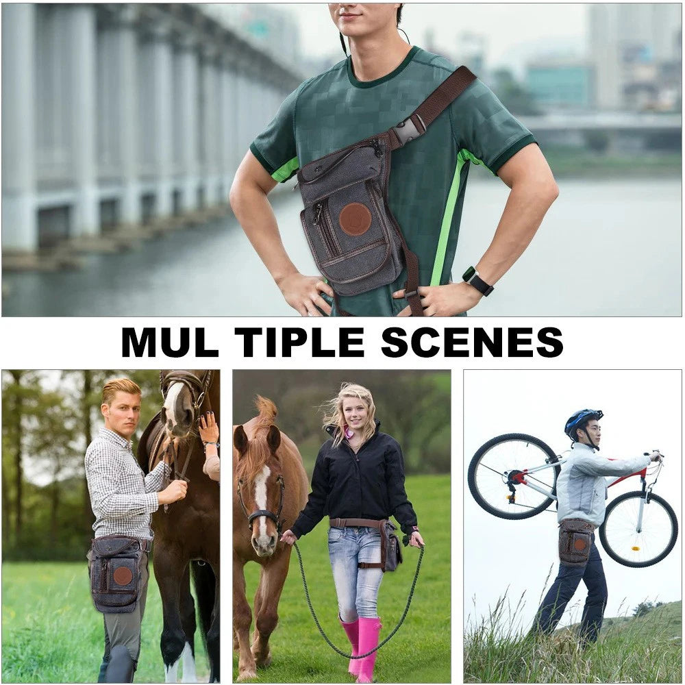 Men's Waterproof Motorcycle Drop Leg Bag – Nylon Riding Waist & Shoulder Bag