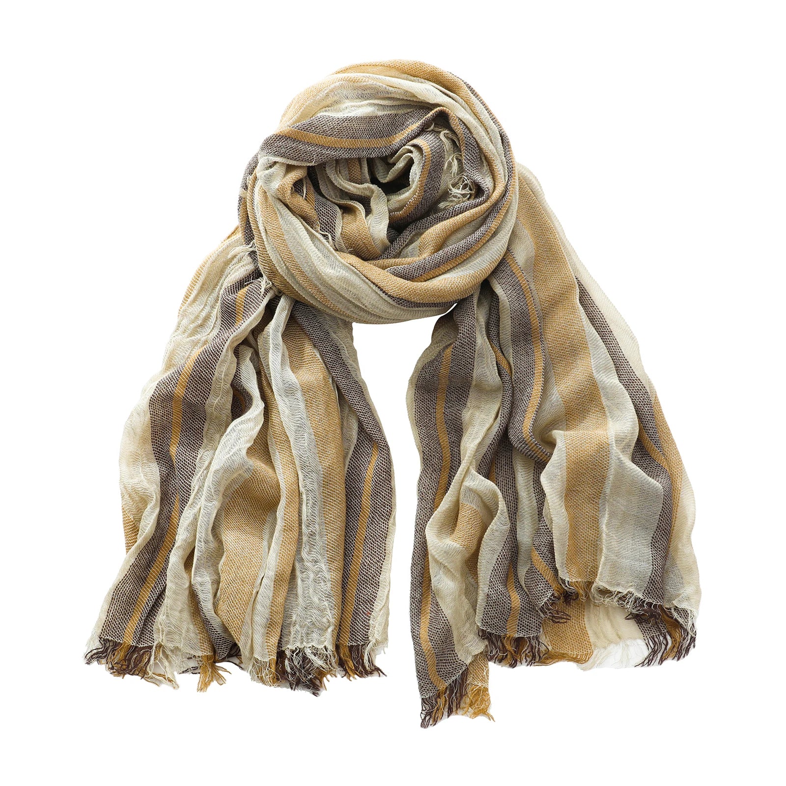 Men's Cotton Linen Striped Scarf