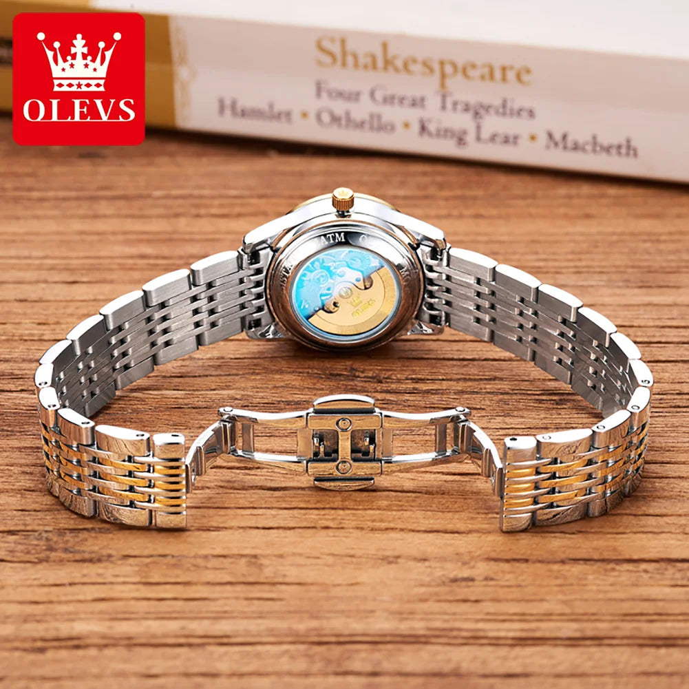 OLEVS 6630 Automatic Women's Watches Stainless Steel Waterproof Auto Date Luminous Ladies Watches Top Mechanical Watch for Women