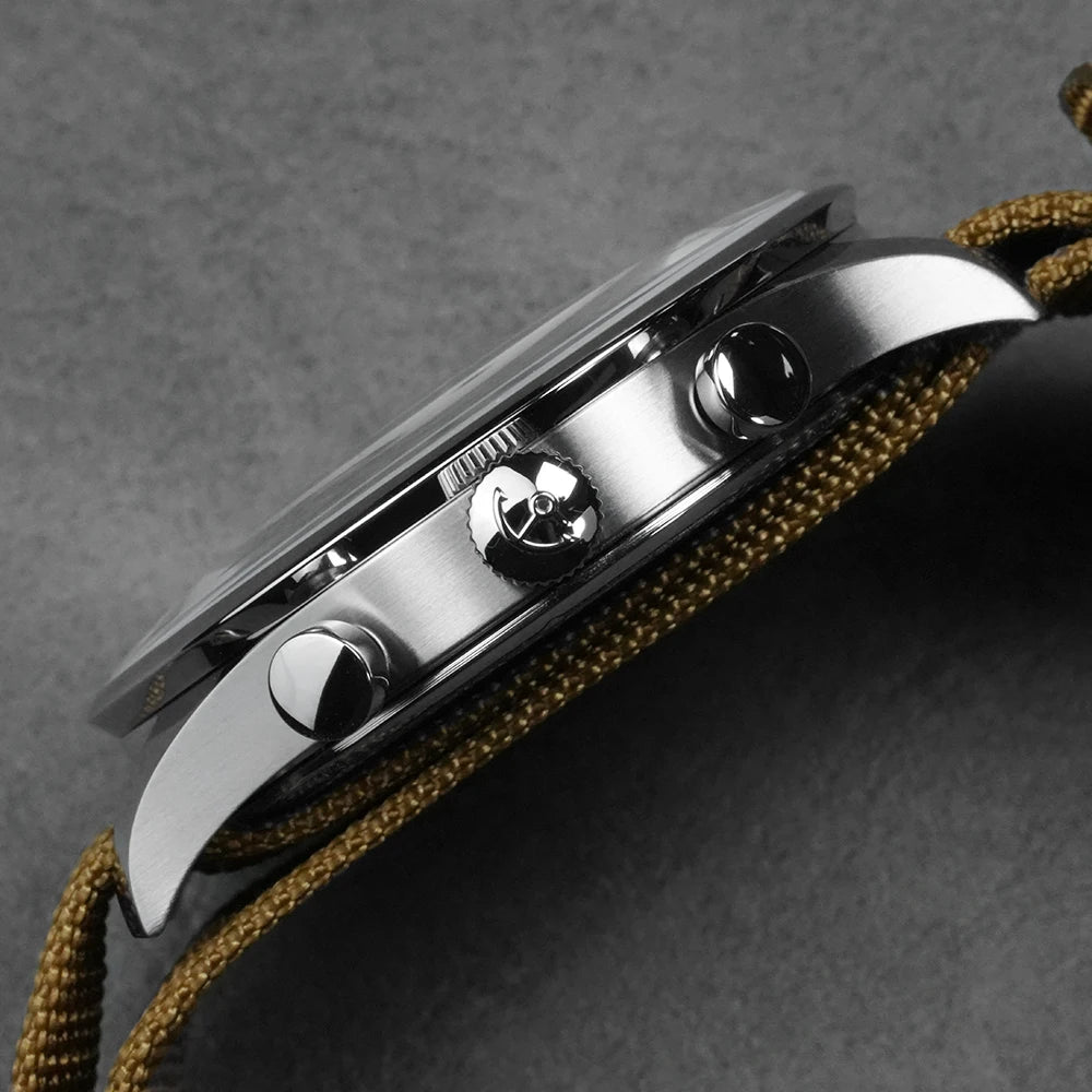 Cadisen C7066 Quartz Chronograph Watch – Miyota OS11, AR-Coated Crystal, Canvas Strap