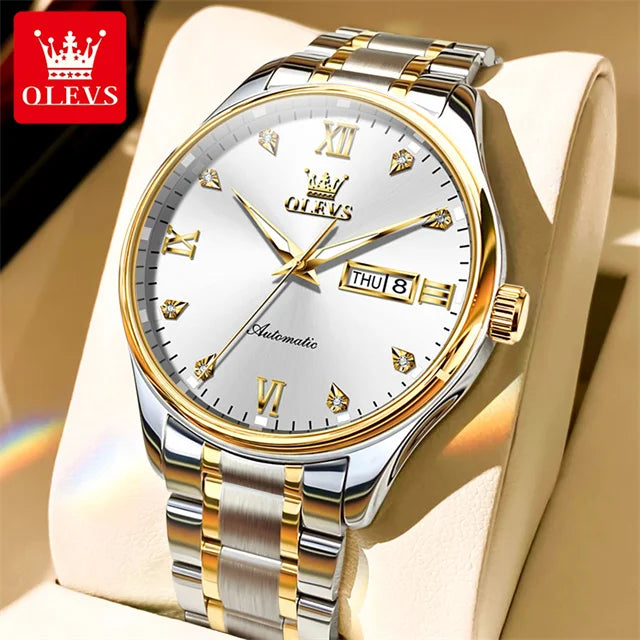 OLEVS-Original Mechanical Watch for Men Solid Textured Watchstrap Waterproof Men's Watches Classic Business Automatic Man Watch