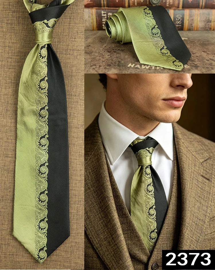 Men's 100% Silk Jacquard Necktie – Geometric, Floral, Checked & Solid